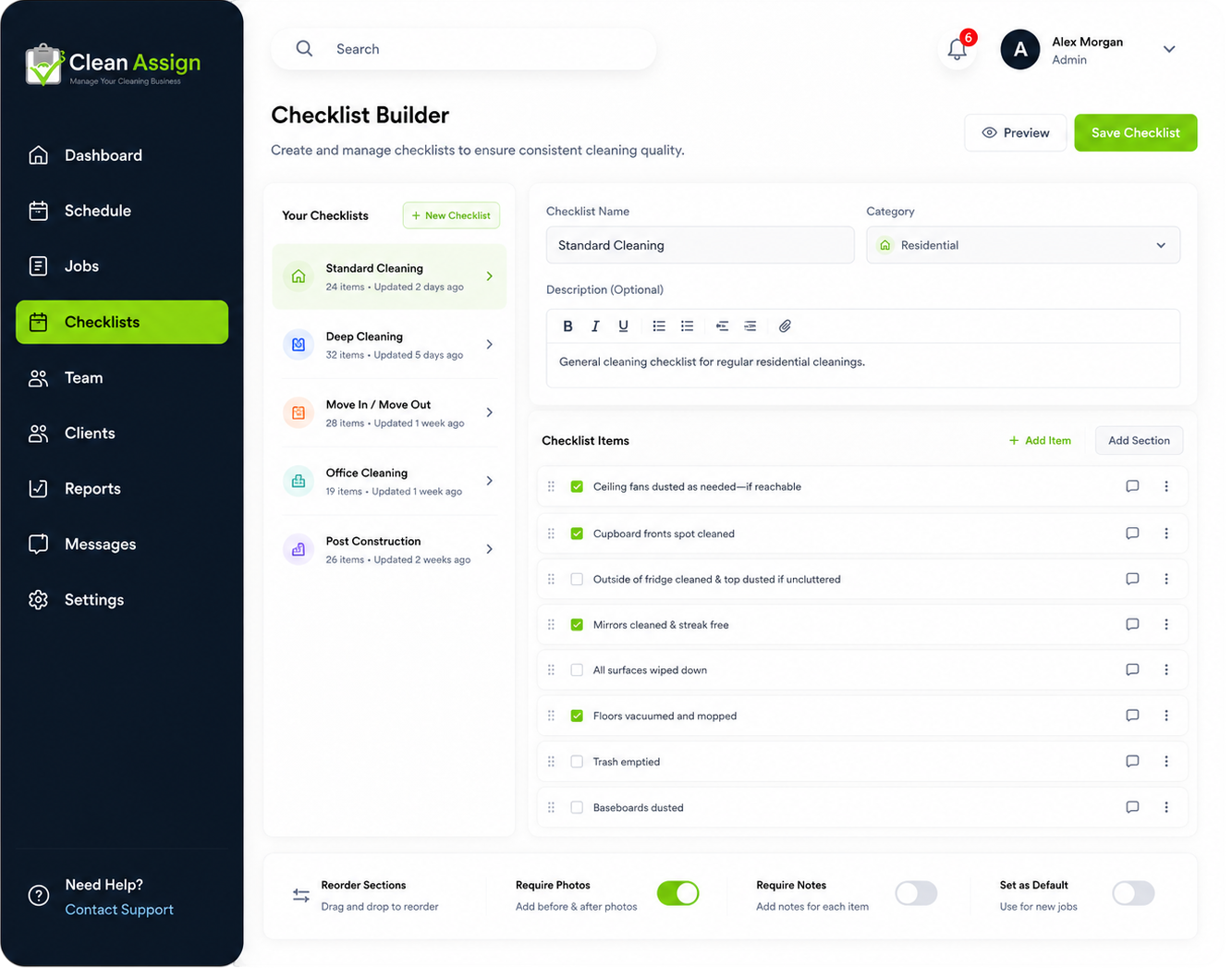 Clean Assign Checklist Builder