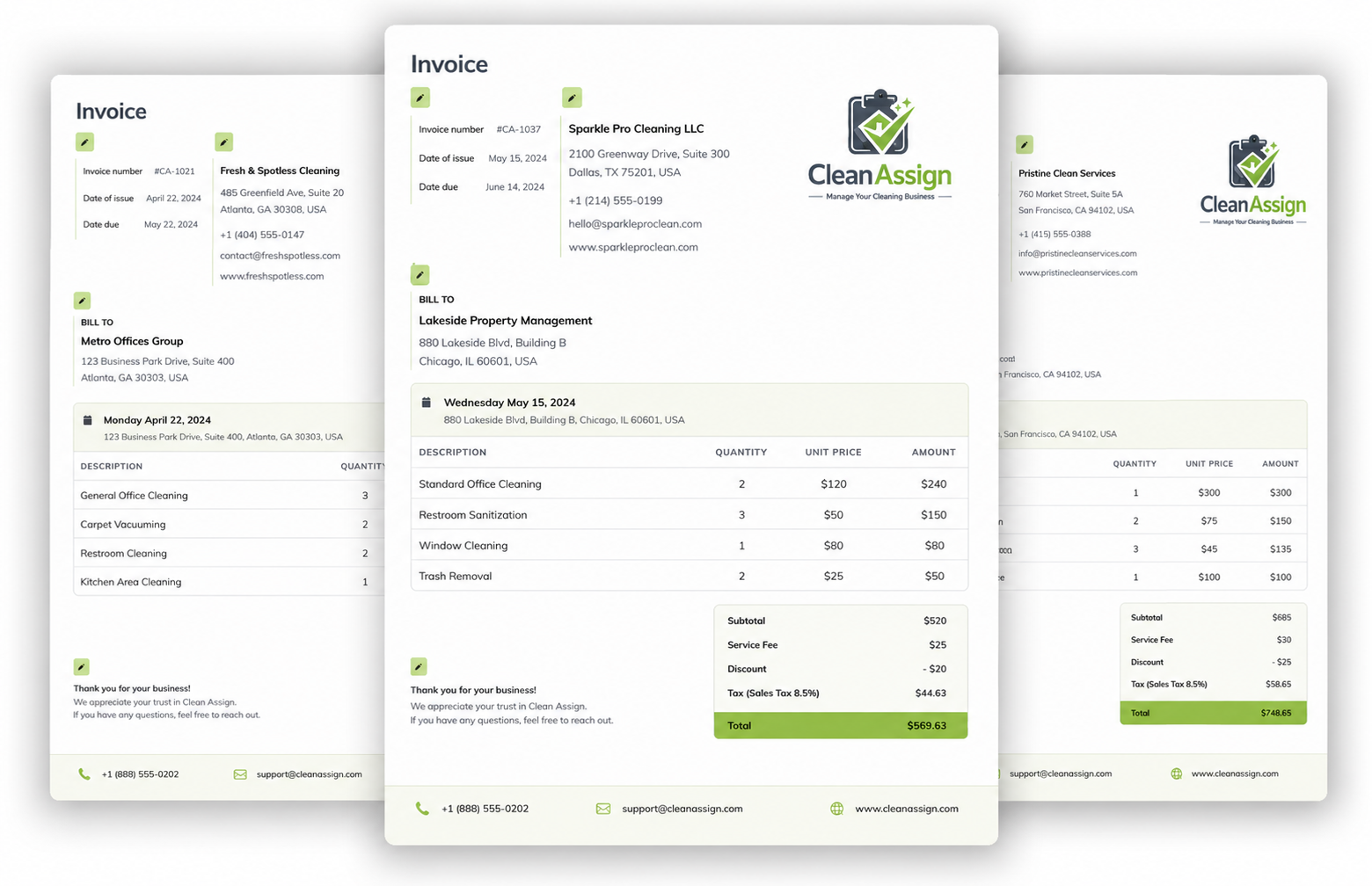 Clean Assign Invoice Preview