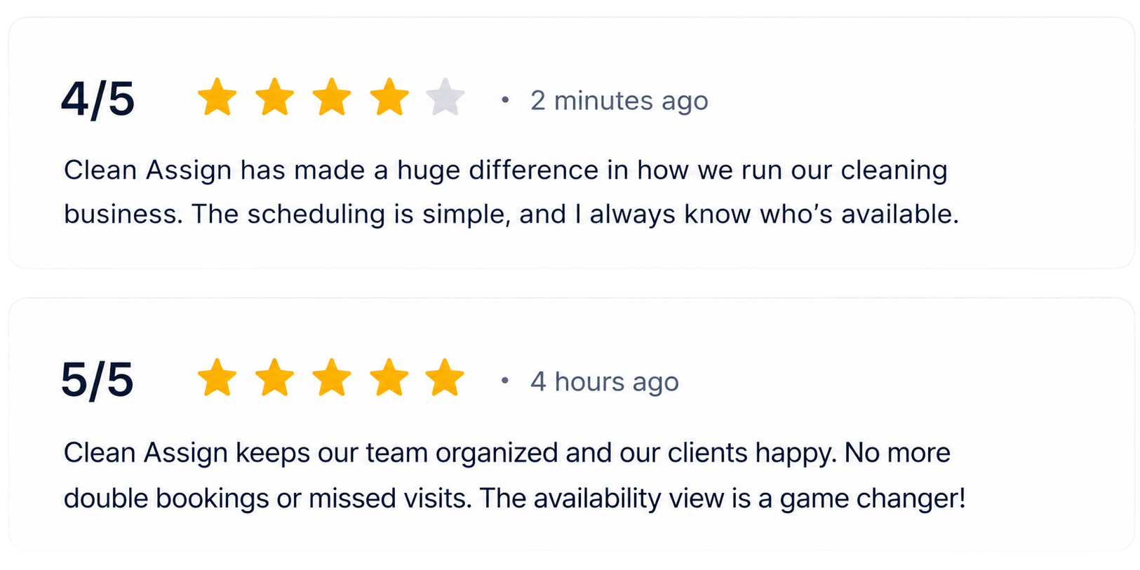 Clean Assign Service Ratings Dashboard